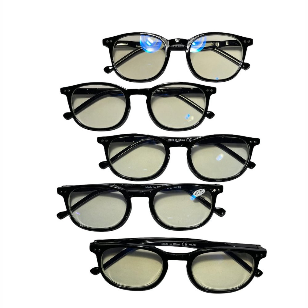 Blue Light Reading Glasses Oval Round for Women Men +0.75 (5pack)